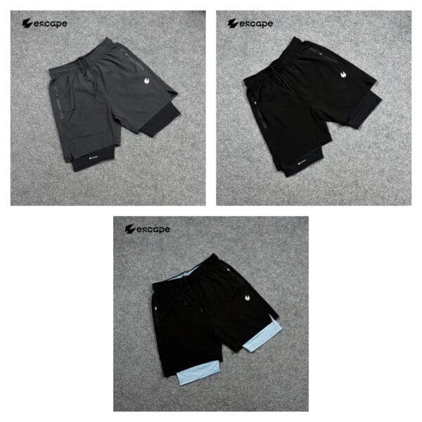 Inner Shorts 3 pcs bundle-(Black,Gray,Black with sky inner)