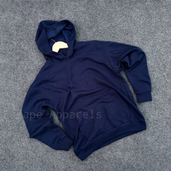 Solid Oversized Hoodie: Navy Blue