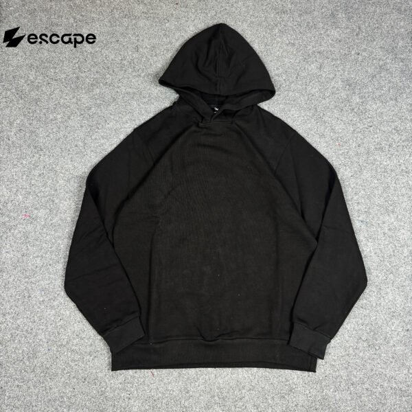 Regular Size Solid Black Hoodie