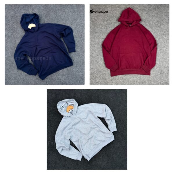 Solid Oversized Hoodie 3 pc's combo: Navy,Maroon,Gray