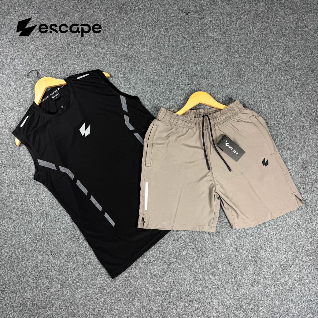 b112c656-7cc1-45cd-89a6-2fedb4c05d1f Summer Combo: Black Tanktop & Brown Shorts - Image 1